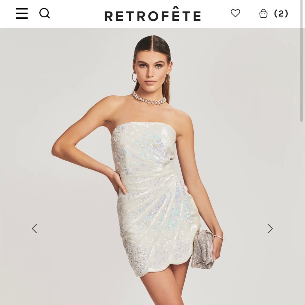 NWT White Sequin Retrofete Arabelle Dress